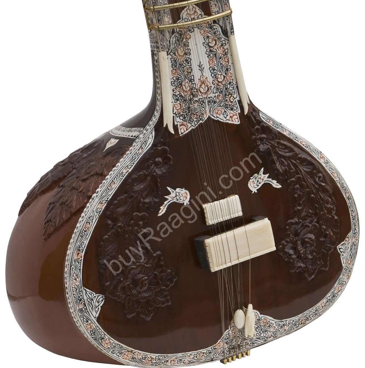 MAHARAJA Sitar, Ravi Shankar Style, Wood Carving, Fiber Case DE