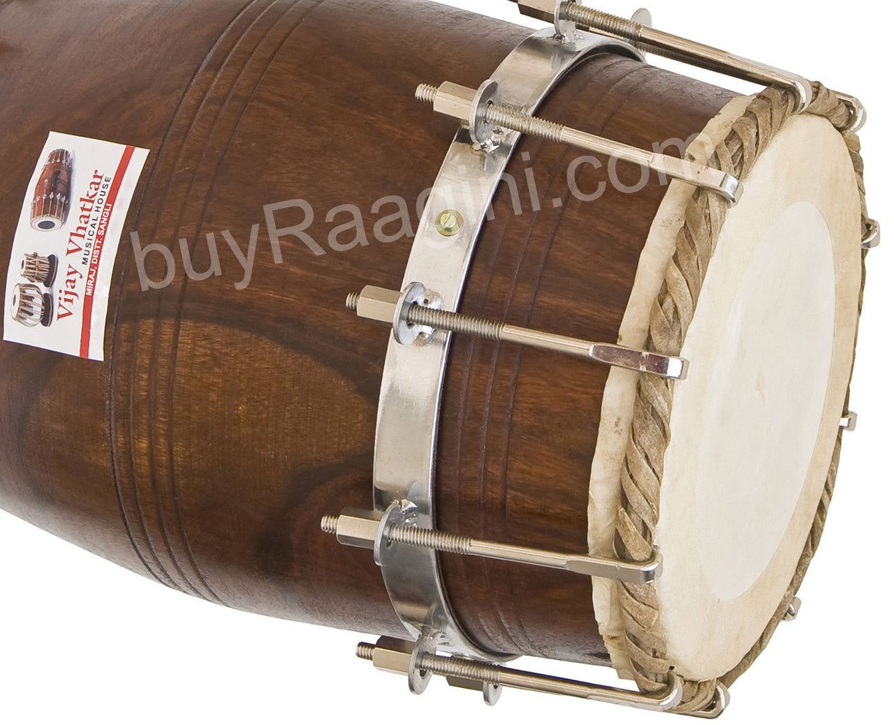 VIJAY VHATKAR Sheesham Wood Natural Dholak, Bolt Tuned, With Bag DIH