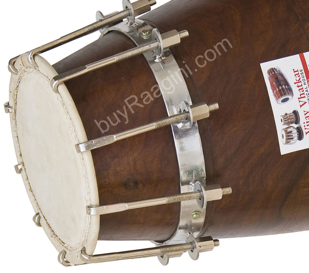 VIJAY VHATKAR Sheesham Wood Natural Dholak, Bolt Tuned, With Bag DIH