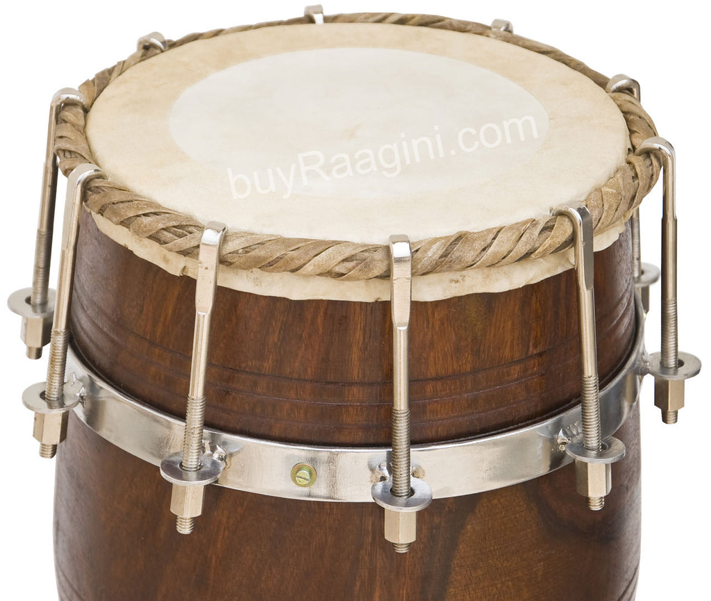 VIJAY VHATKAR Sheesham Wood Natural Dholak, Bolt Tuned, With Bag DIH