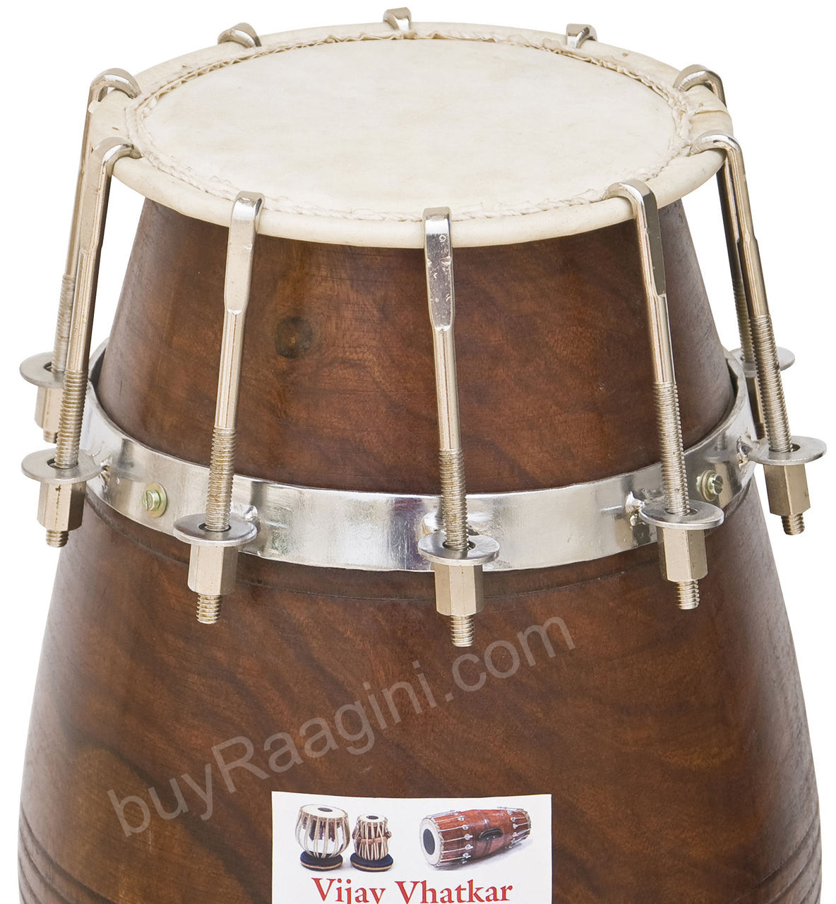 VIJAY VHATKAR Sheesham Wood Natural Dholak, Bolt Tuned, With Bag DIH