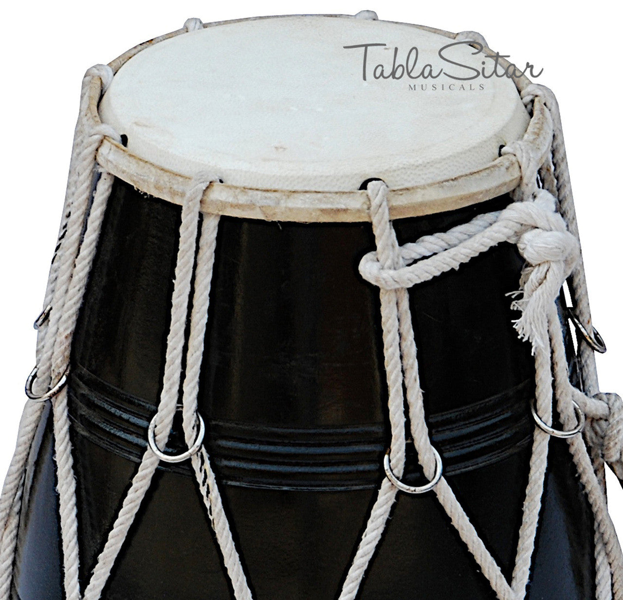 MAHARAJA Black Dholak (Dholki), Mango Wood, Rope-tuned, Bag CJB