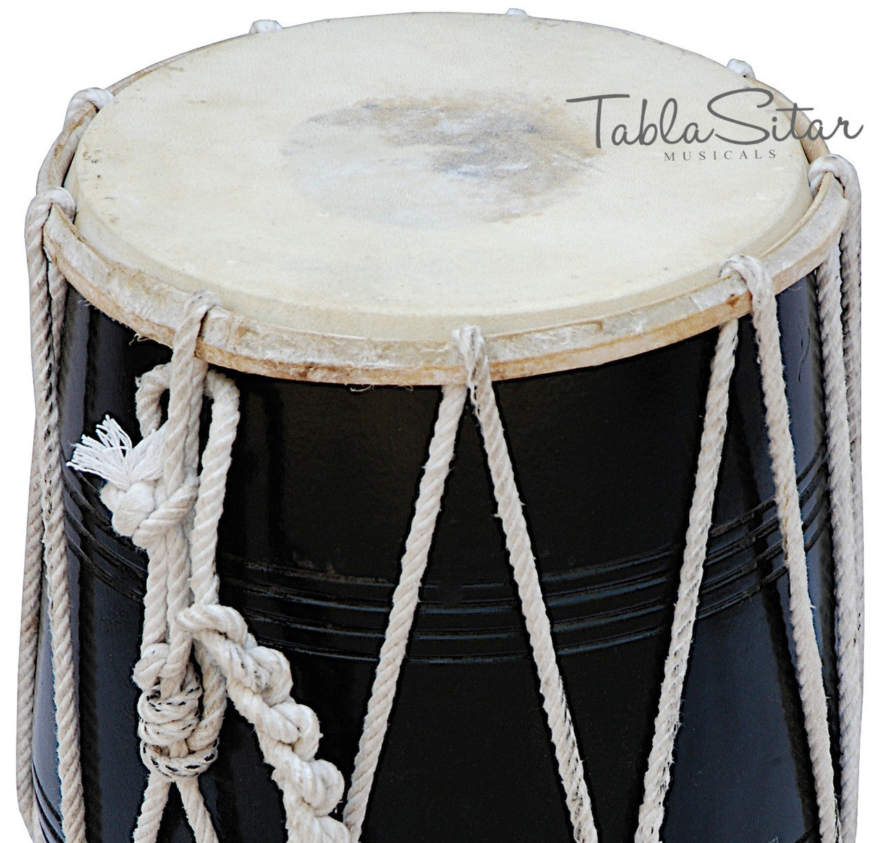 MAHARAJA Black Dholak (Dholki), Mango Wood, Rope-tuned, Bag CJB