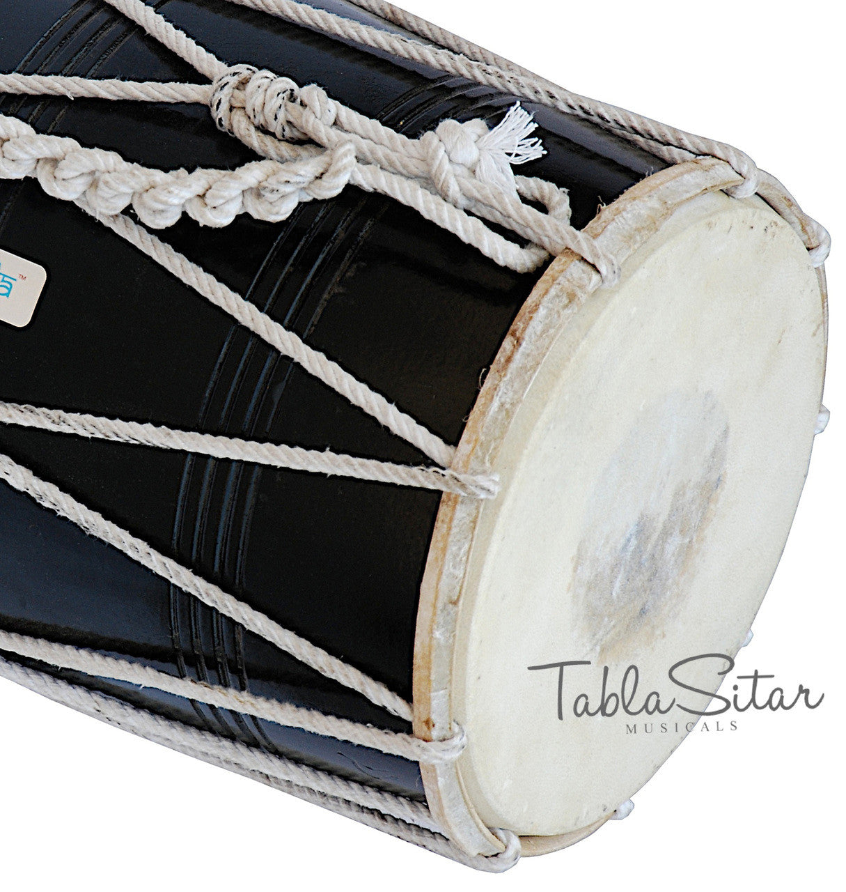 MAHARAJA Black Dholak (Dholki), Mango Wood, Rope-tuned, Bag CJB