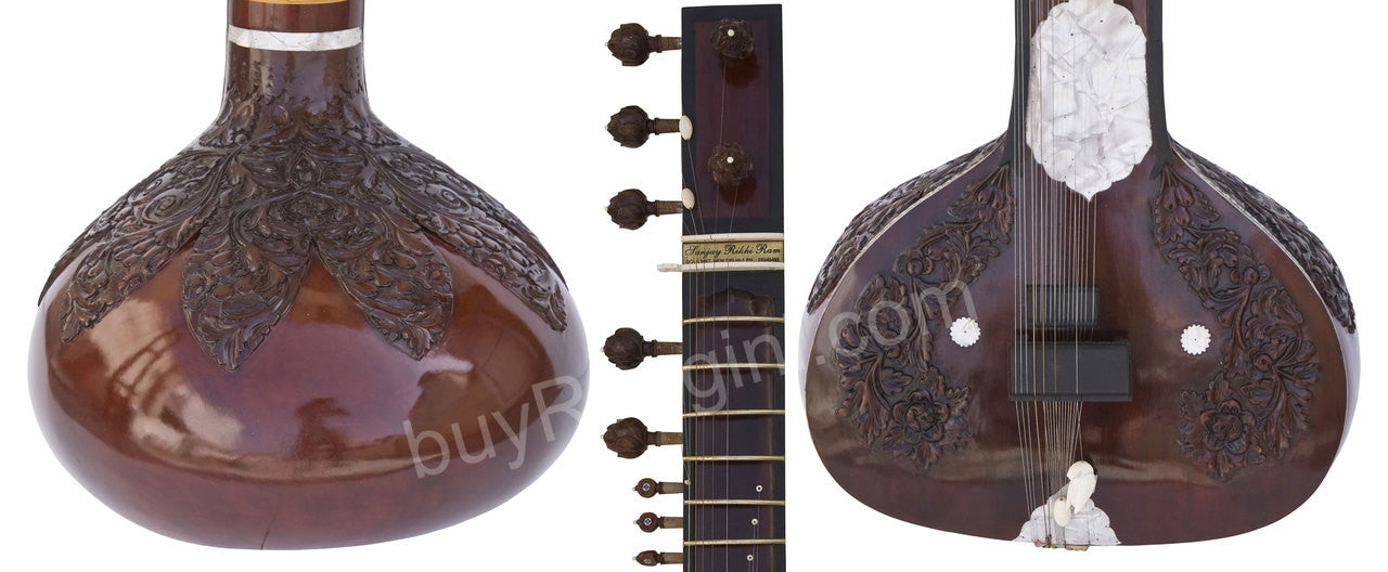 Rikhi Ram Sitar (Sanjay) Sitar, Kharaj Pancham Style, Fiber Case - (BR-EAE)