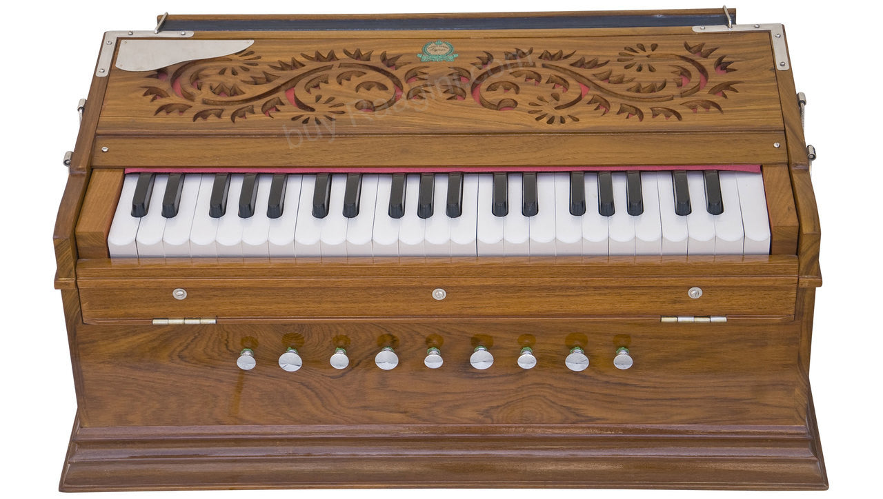 MONOJ K SARDAR Harmonium A440, 3 Reeds, 9 Stops, Teak wood, EGC
