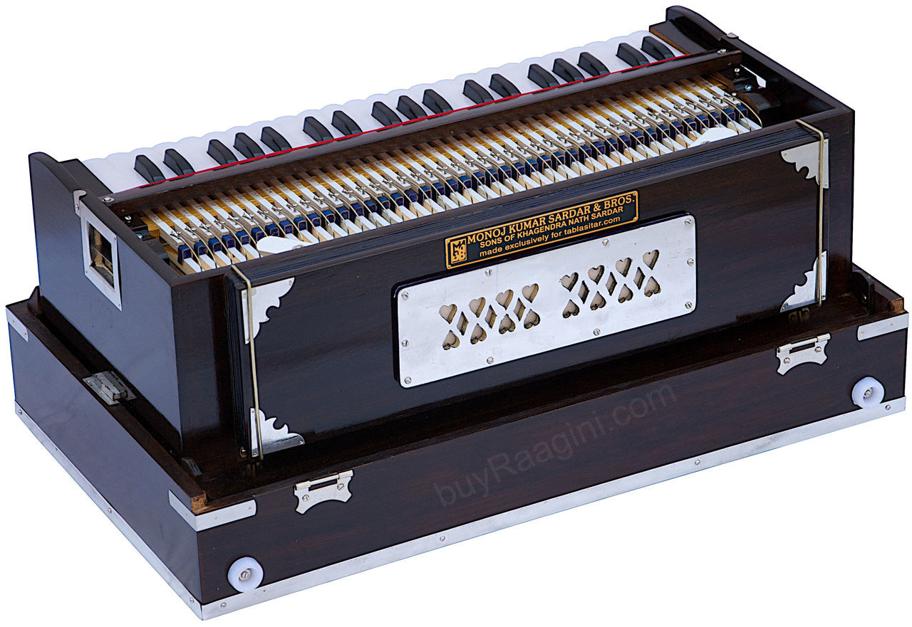 MONOJ K SARDAR Teak Harmonium  A440, 3 Reeds, Folding, 42 Keys FEB