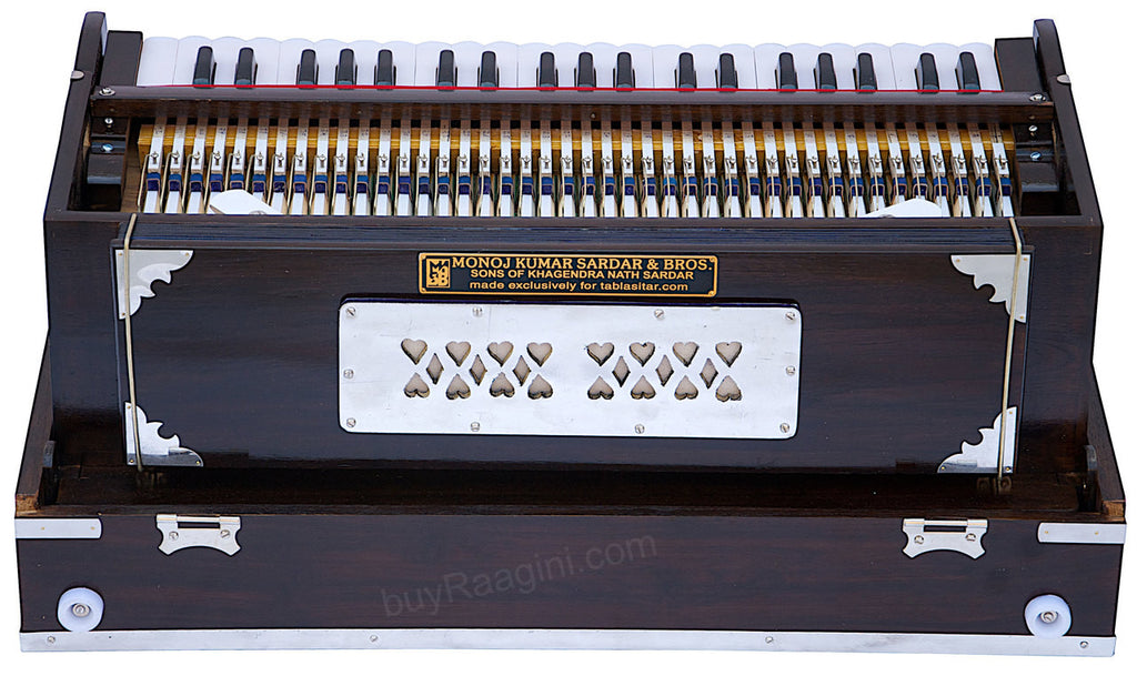 MONOJ K SARDAR Teak Harmonium  A440, 3 Reeds, Folding, 42 Keys FEB