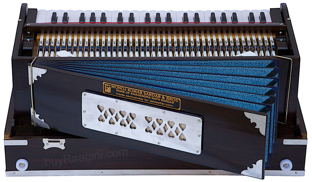 MONOJ K SARDAR Teak Harmonium  A440, 3 Reeds, Folding, 42 Keys FEB