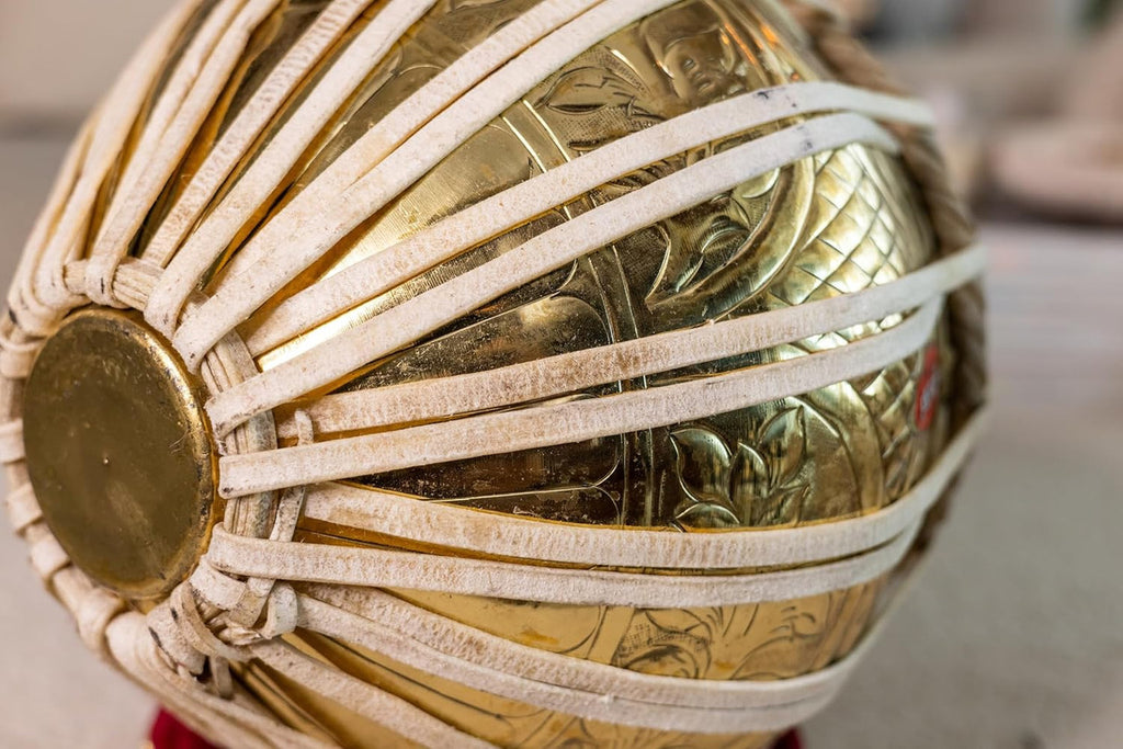 MAHARAJA Floral Design Tabla, 3.5Kg Brass Bayan, Finest Dayan, Bag FG