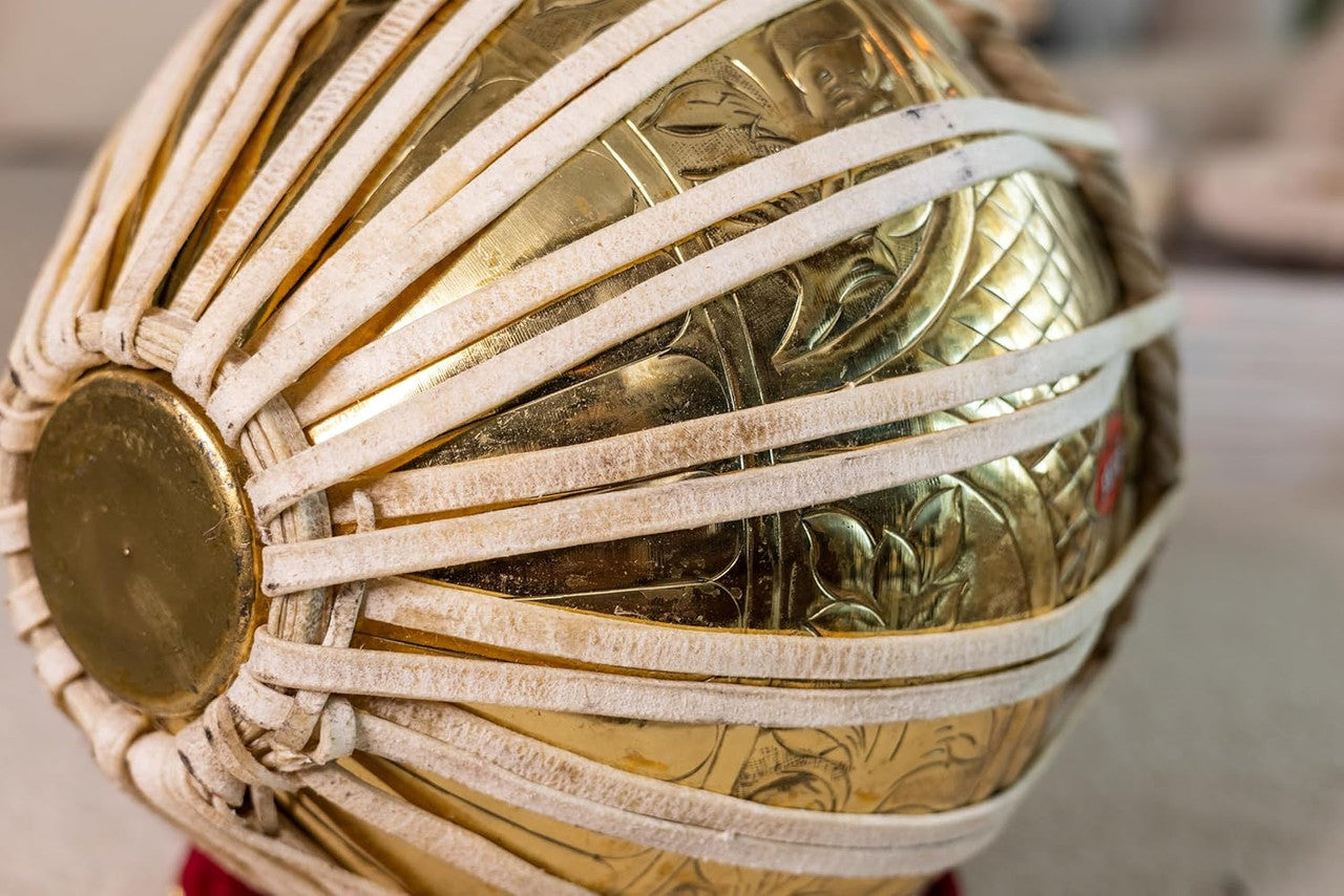 MAHARAJA Floral Design Tabla, 3.5Kg Brass Bayan, Finest Dayan, Bag FG