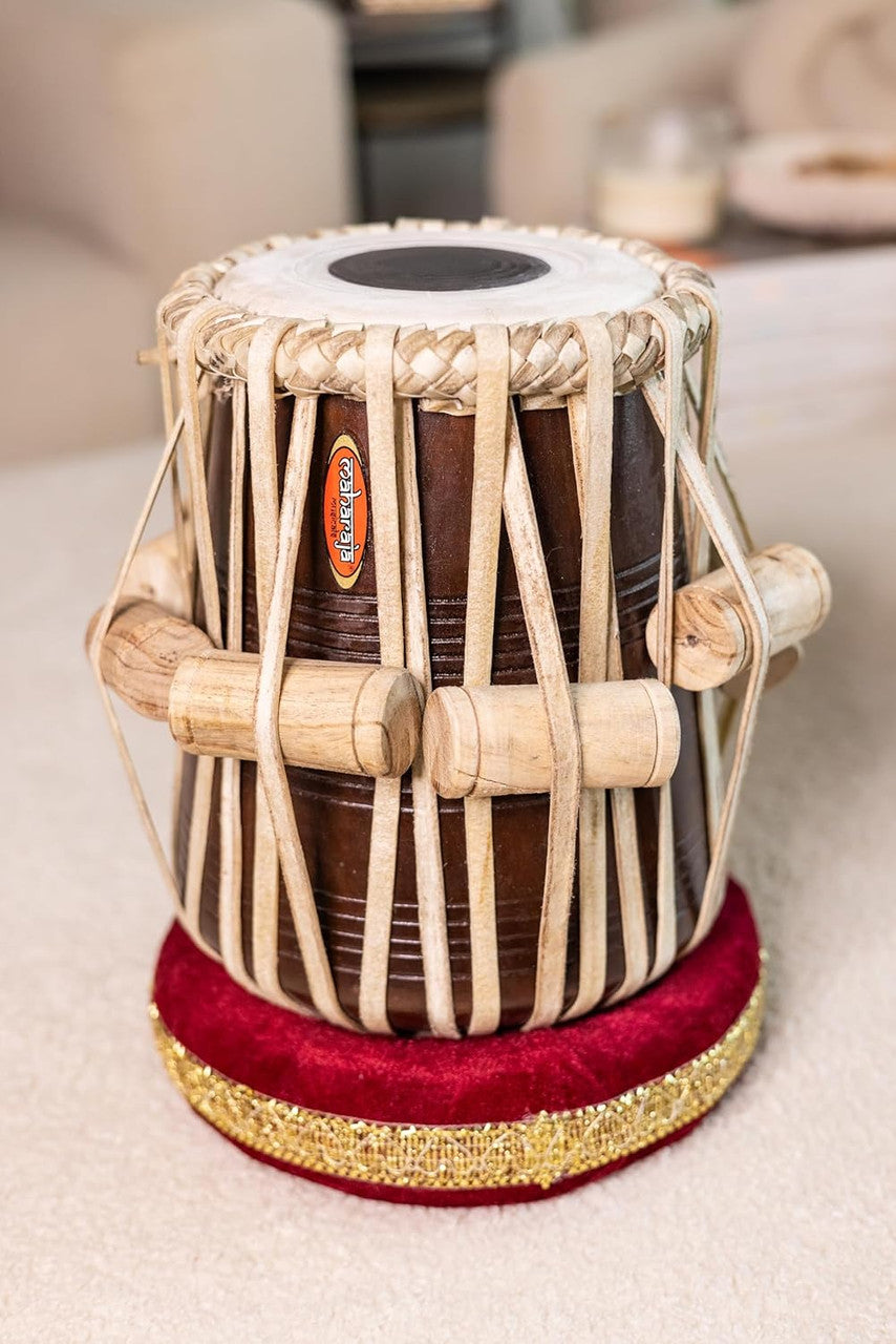 MAHARAJA Floral Design Tabla, 3.5Kg Brass Bayan, Finest Dayan, Bag FG