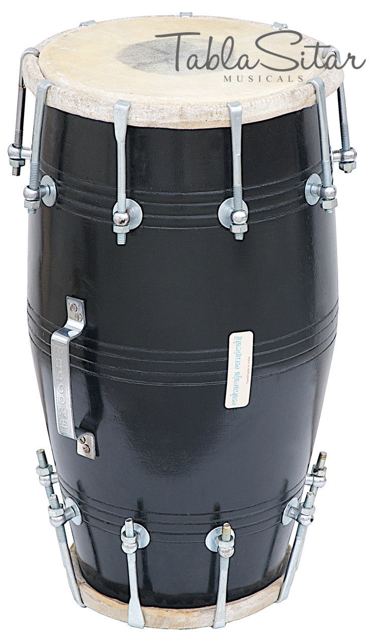 MAHARAJA Black Dholak(Dholki), Mango Wood, Bolt-tuned, Spanner, Bag FJ