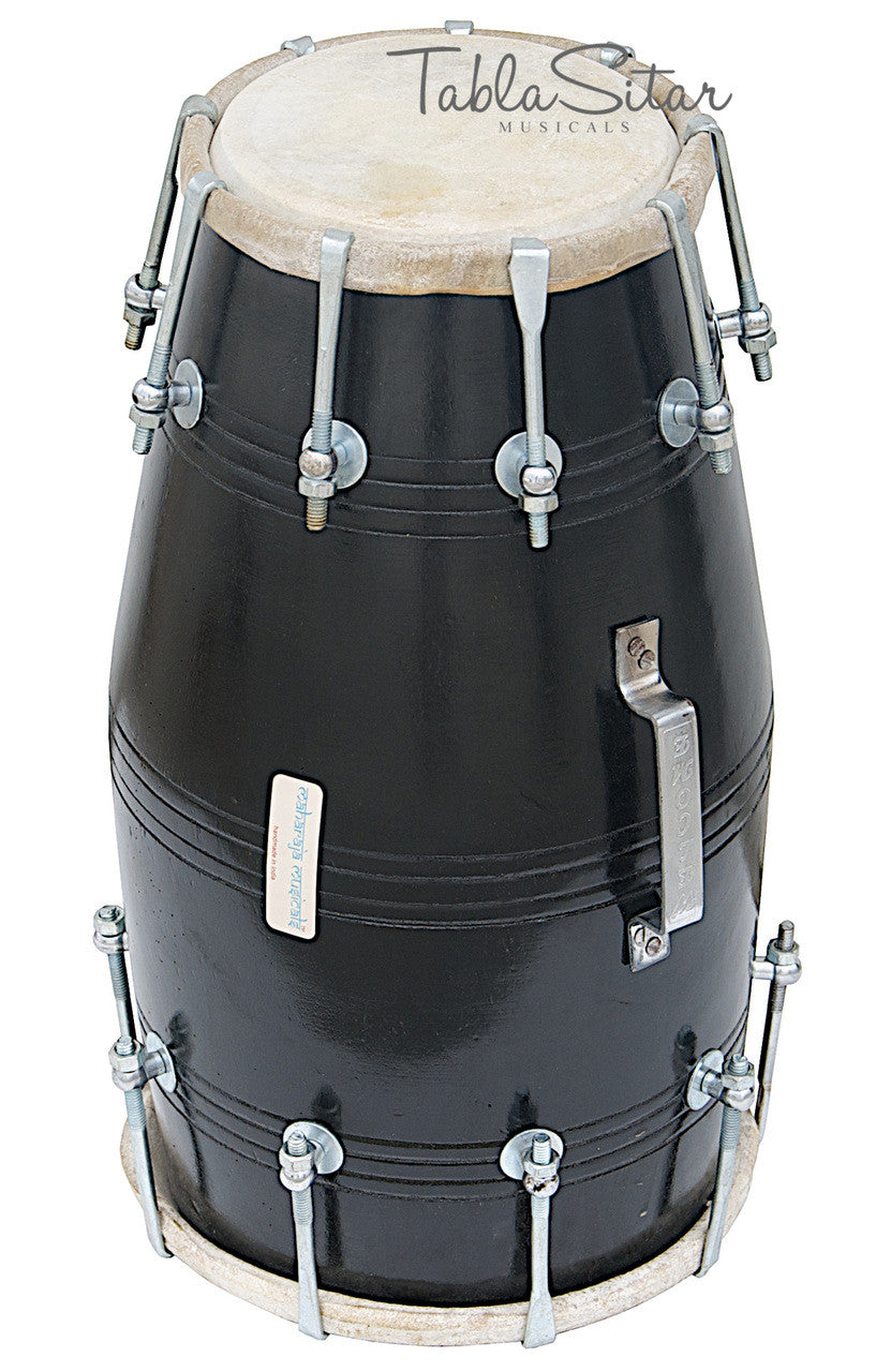 MAHARAJA Black Dholak(Dholki), Mango Wood, Bolt-tuned, Spanner, Bag FJ