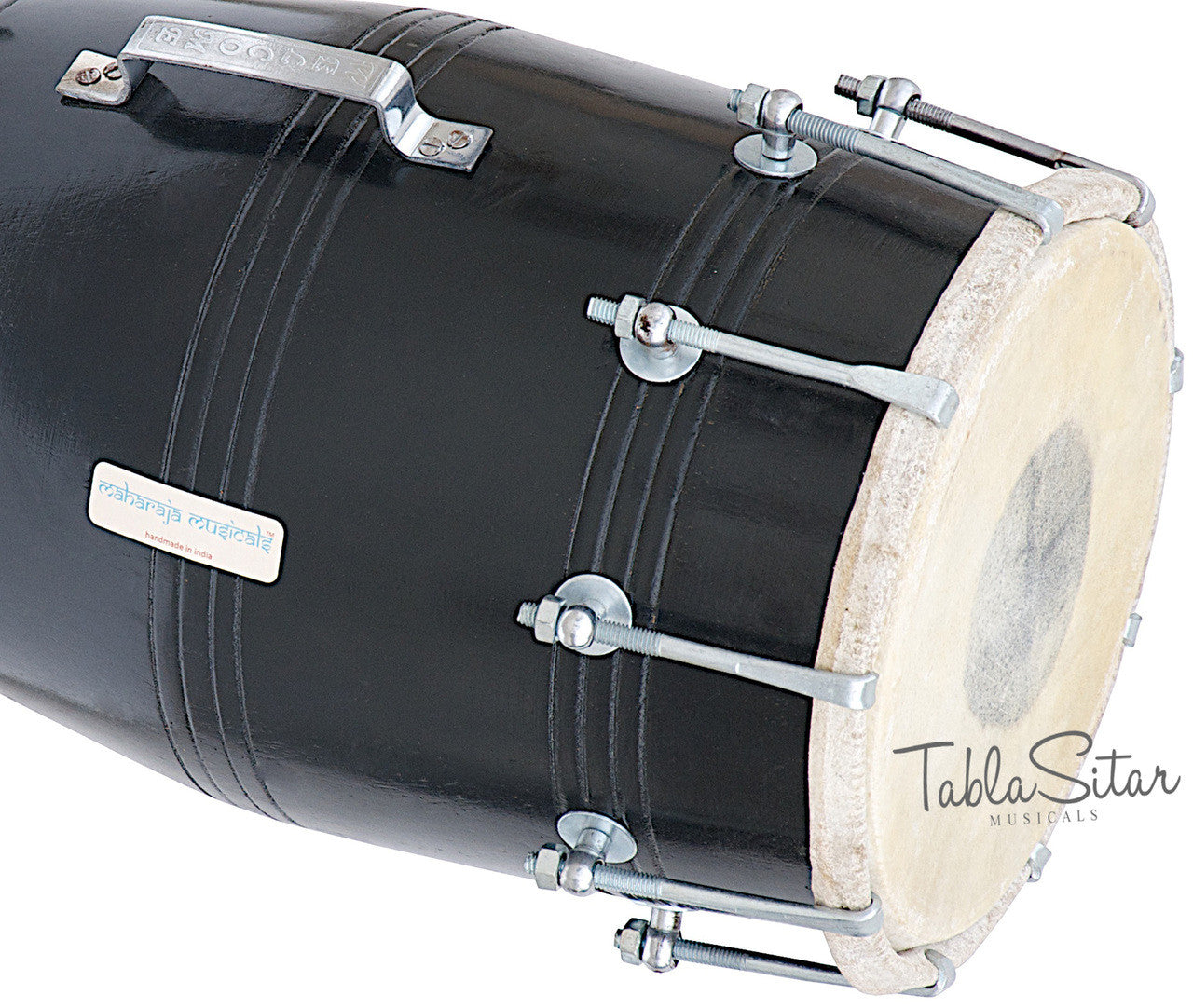MAHARAJA Black Dholak(Dholki), Mango Wood, Bolt-tuned, Spanner, Bag FJ