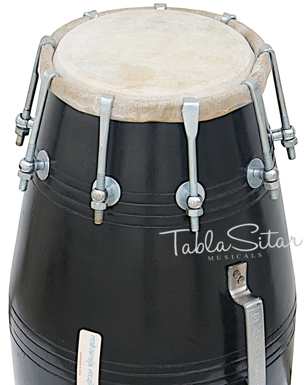 MAHARAJA Black Dholak(Dholki), Mango Wood, Bolt-tuned, Spanner, Bag FJ