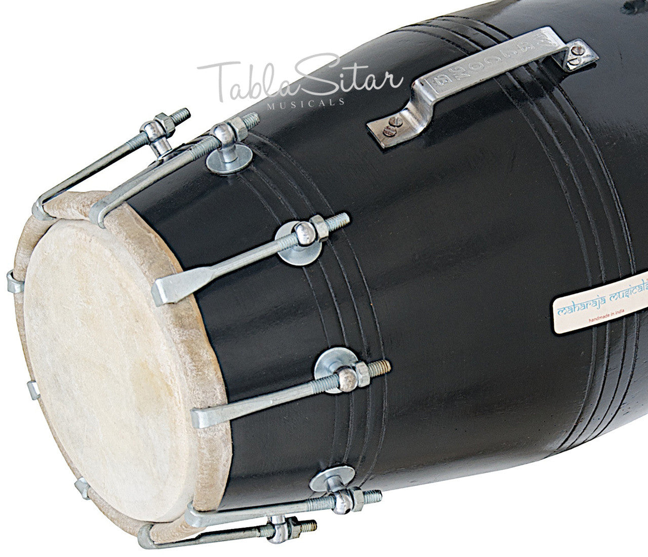 MAHARAJA Black Dholak(Dholki), Mango Wood, Bolt-tuned, Spanner, Bag FJ
