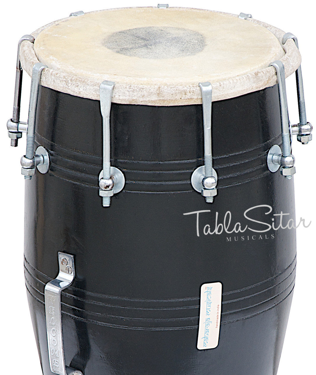 MAHARAJA Black Dholak(Dholki), Mango Wood, Bolt-tuned, Spanner, Bag FJ