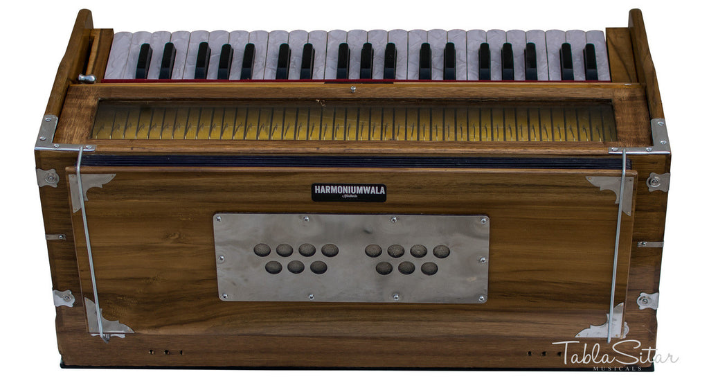 Maharaja Musicals Premium Sangeeta Harmonium, 9-Stop, Teak Wood, Coupler, Bag - GF