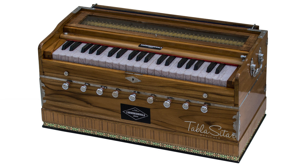 Maharaja Musicals Premium Sangeeta Harmonium, 9-Stop, Teak Wood, Coupler, Bag - GF