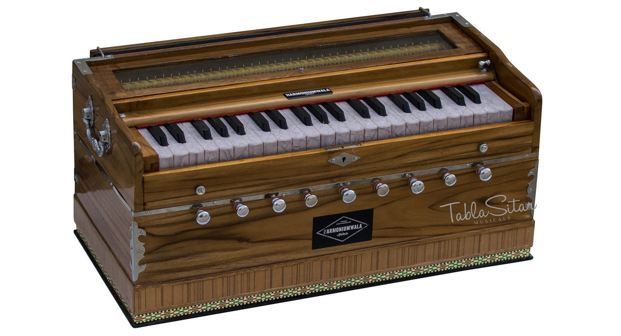 Maharaja Musicals Premium Sangeeta Harmonium, 9-Stop, Teak Wood, Coupler, Bag - GF