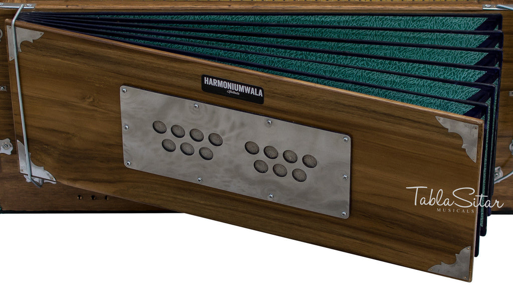 Maharaja Musicals Premium Sangeeta Harmonium, 9-Stop, Teak Wood, Coupler, Bag - GF