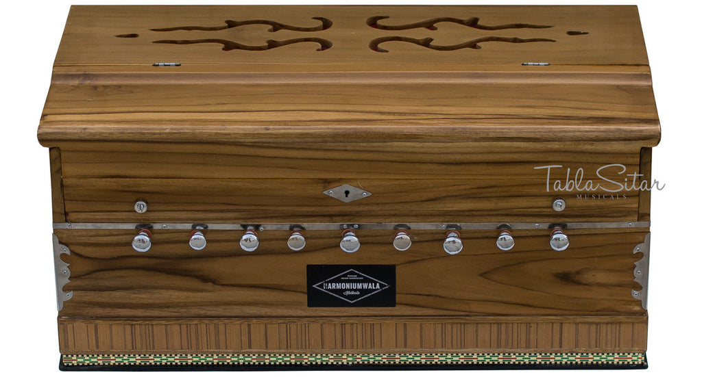 Maharaja Musicals Premium Sangeeta Harmonium, 9-Stop, Teak Wood, Coupler, Bag - GF