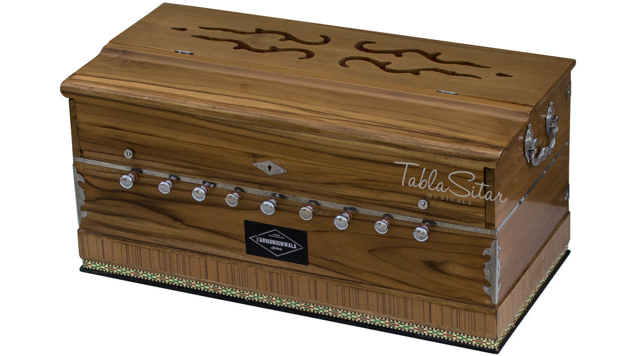 Maharaja Musicals Premium Sangeeta Harmonium, 9-Stop, Teak Wood, Coupler, Bag - GF