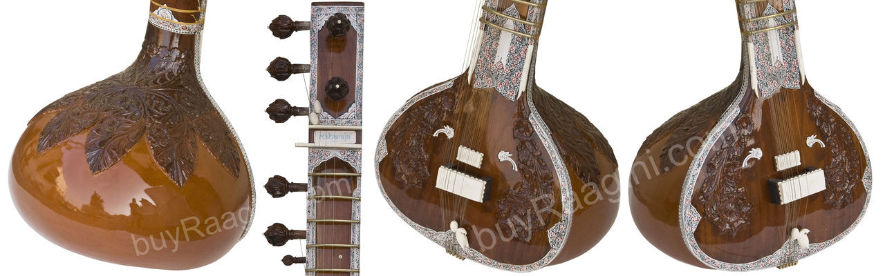 MAHARAJA Sitar, Ravi Shankar Style, Angur Patta Design, Fiber Case IJ