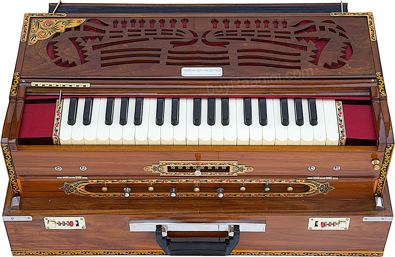 MAHARAJA MUSICALS Premium Calcutta Harmonium, 3/9 Scale Changer, Natural, AGI