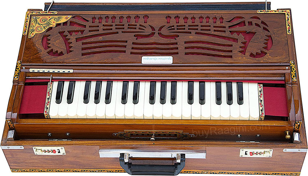 MAHARAJA MUSICALS Premium Calcutta Harmonium, 3/9 Scale Changer, Natural, AGI