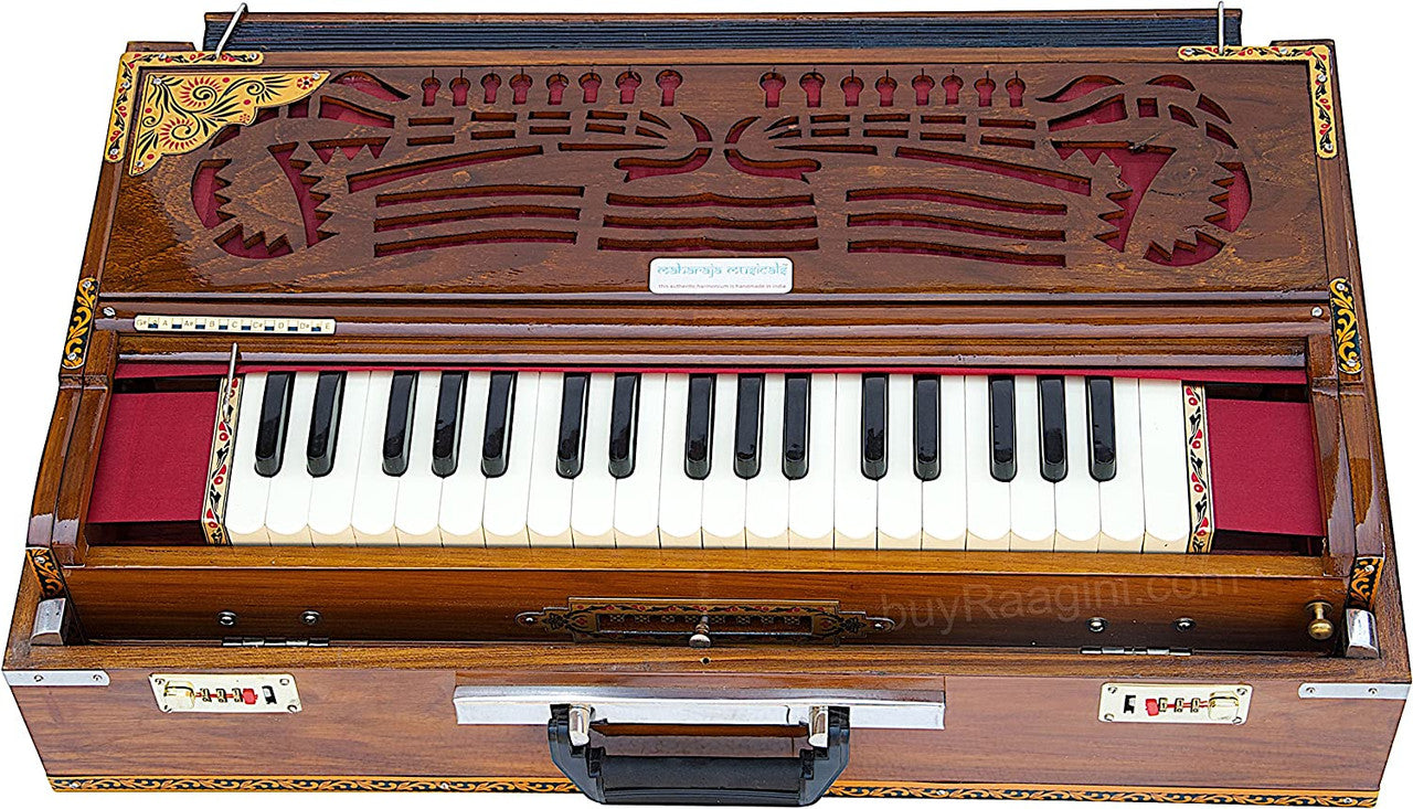 MAHARAJA MUSICALS Premium Calcutta Harmonium, 3/9 Scale Changer, Natural, AGI