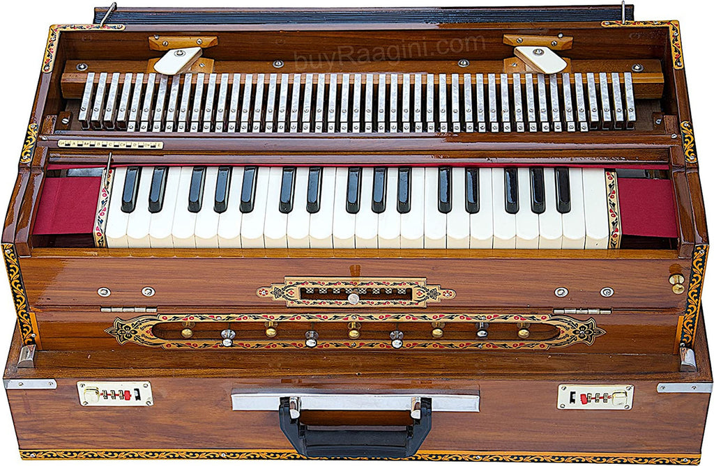 MAHARAJA MUSICALS Premium Calcutta Harmonium, 3/9 Scale Changer, Natural, AGI