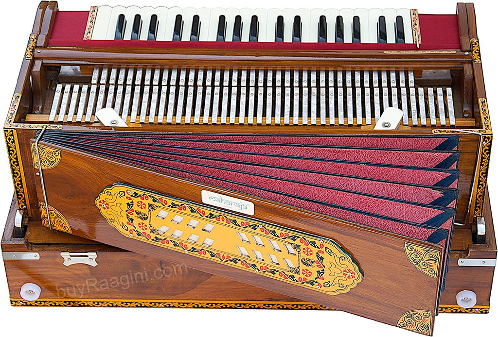 MAHARAJA MUSICALS Premium Calcutta Harmonium, 3/9 Scale Changer, Natural, AGI