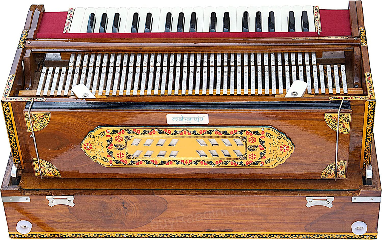 MAHARAJA MUSICALS Premium Calcutta Harmonium, 3/9 Scale Changer, Natural, AGI