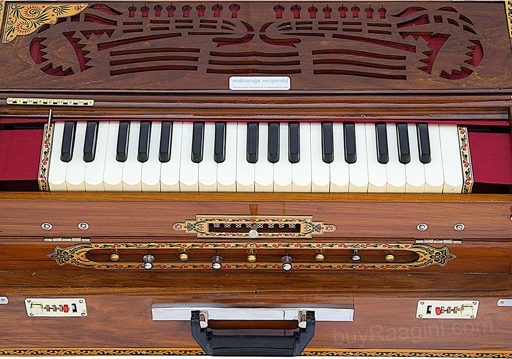 MAHARAJA MUSICALS Premium Calcutta Harmonium, 3/9 Scale Changer, Natural, AGI