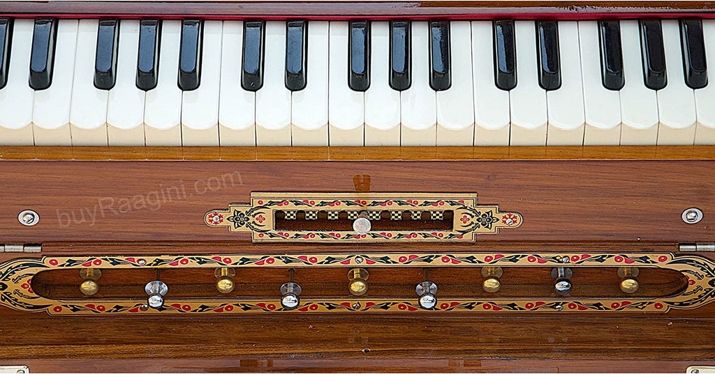 MAHARAJA MUSICALS Premium Calcutta Harmonium, 3/9 Scale Changer, Natural, AGI