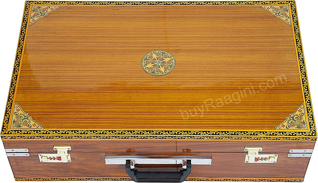 MAHARAJA MUSICALS Premium Calcutta Harmonium, 3/9 Scale Changer, Natural, AGI