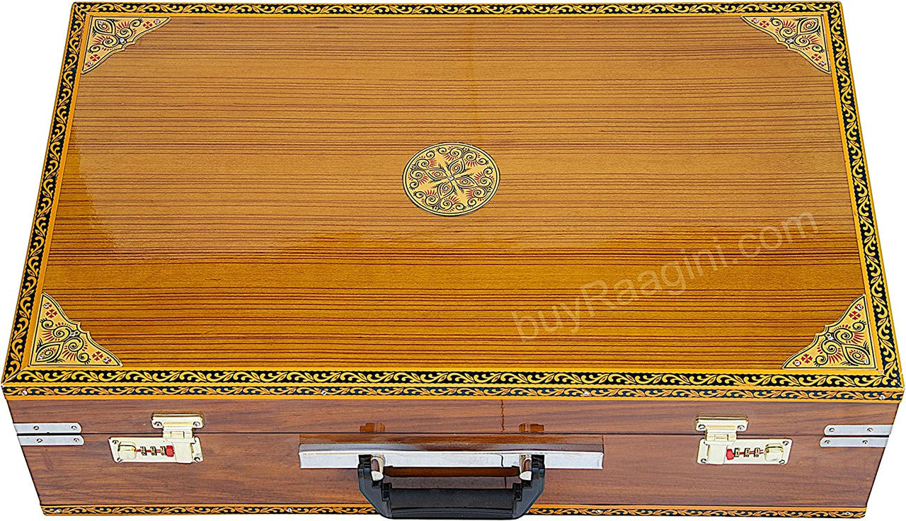 MAHARAJA MUSICALS Premium Calcutta Harmonium, 3/9 Scale Changer, Natural, AGI