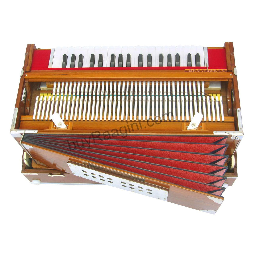 MONOJ K SARDAR Harmonium A440, 3 Reeds, 9 Scales, Teak, Folding AHB