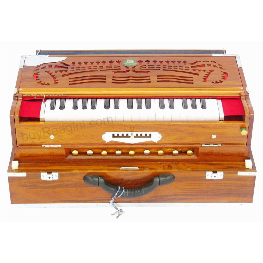 MONOJ K SARDAR Harmonium A440, 3 Reeds, 9 Scales, Teak, Folding AHB