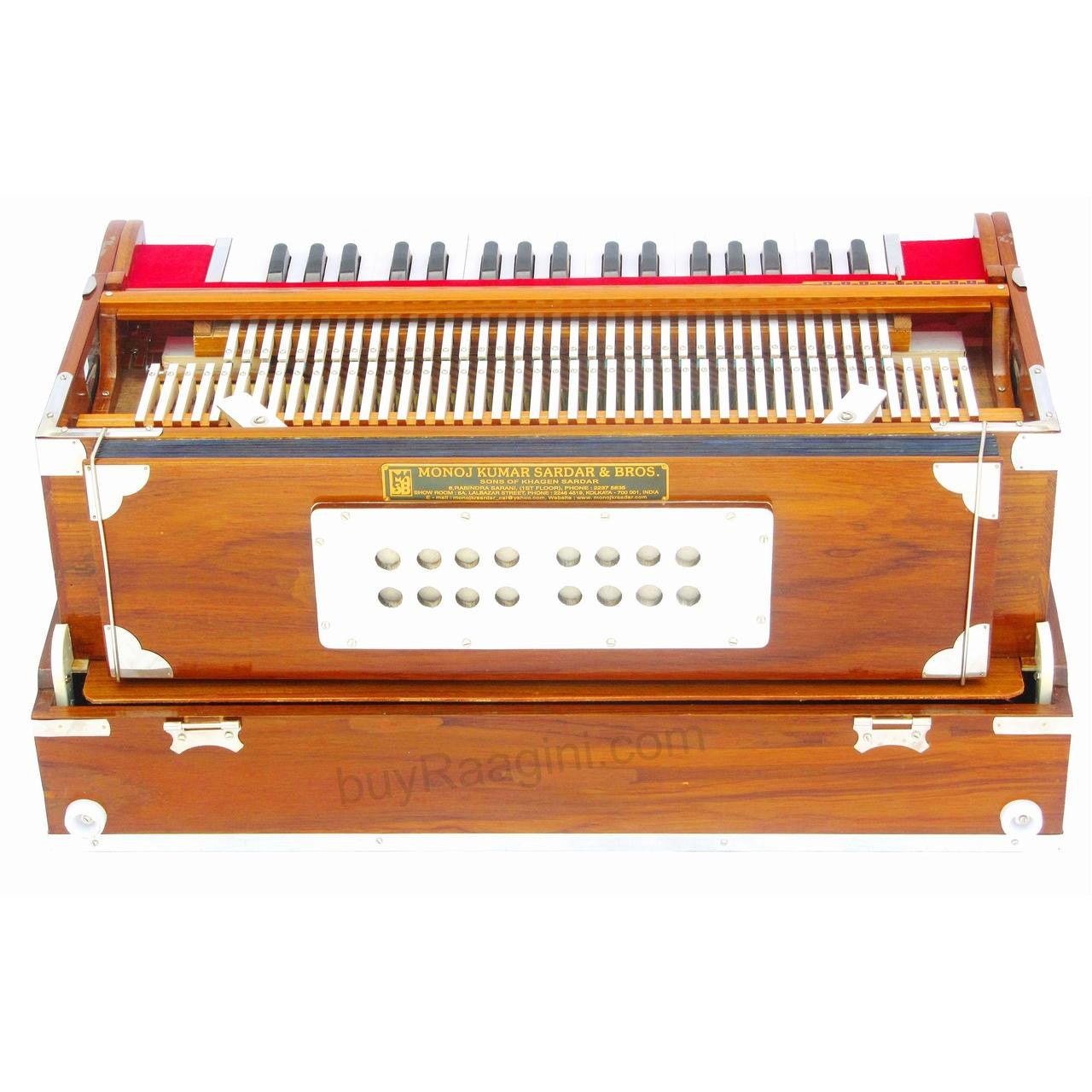 MONOJ K SARDAR Harmonium A440, 3 Reeds, 9 Scales, Teak, Folding AHB