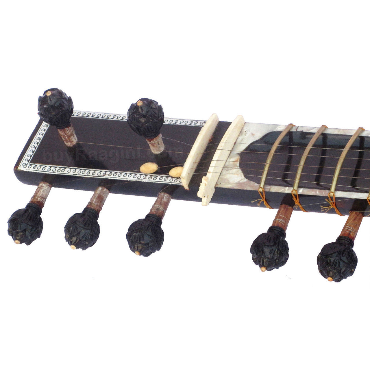 MAHARAJA Black Sitar, Half Decorated, Kharaj Pancham, Fiber Case AID