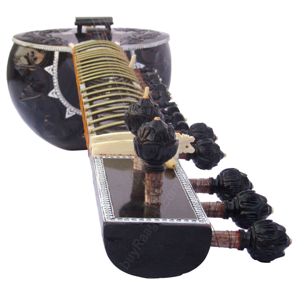 MAHARAJA Black Sitar, Half Decorated, Kharaj Pancham, Fiber Case AID