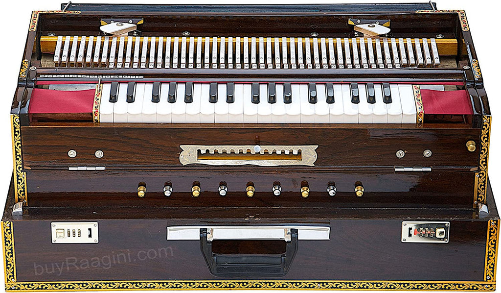 MAHARAJA MUSICALS Premium Calcutta Harmonium, 4/13 Scale Changer, Dark BDF