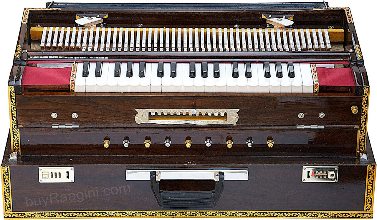 MAHARAJA MUSICALS Premium Calcutta Harmonium, 4/13 Scale Changer, Dark BDF