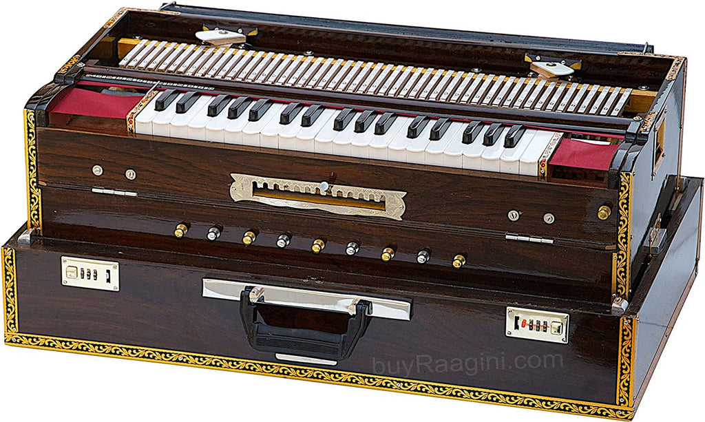 MAHARAJA MUSICALS Premium Calcutta Harmonium, 4/13 Scale Changer, Dark BDF