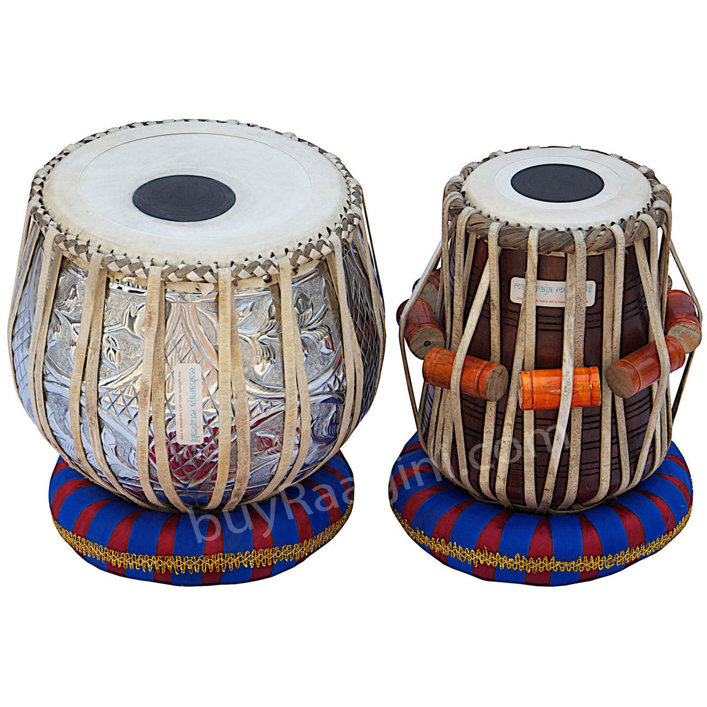 MAHARAJA Floral Chrome Tabla, 3 Kg Copper Bayan, Sheesham Dayan BEA