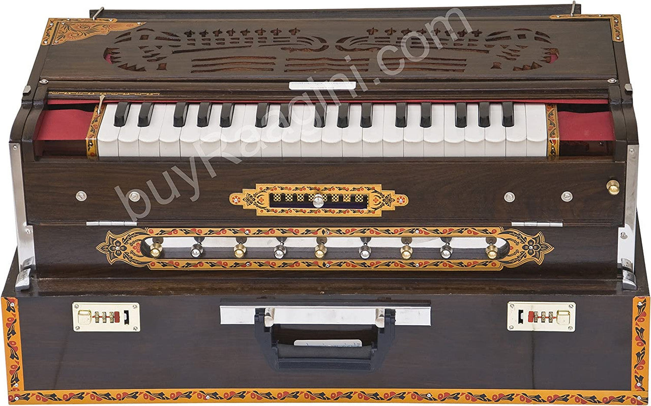 Maharaja Musicals Premium Calcutta Harmonium, 3/9 Scale Changer, Dark BGH