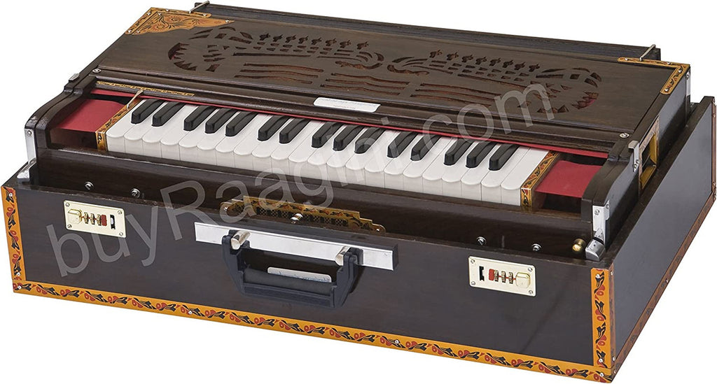 Maharaja Musicals Premium Calcutta Harmonium, 3/9 Scale Changer, Dark BGH